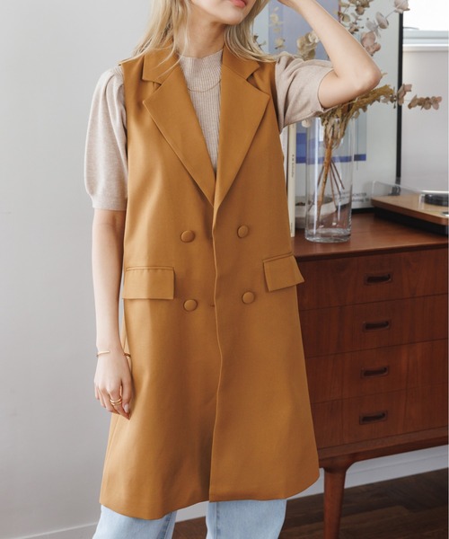 COCOMOMO（ココモモ）の「テーラード ロングジレ（ベスト・レディース・ブラック/カーキ/ブラウン・M/L/XL）」の22枚目の写真