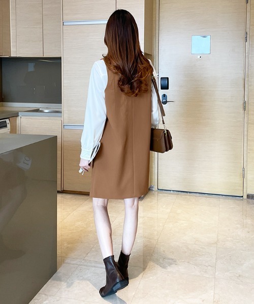 COCOMOMO（ココモモ）の「テーラード ロングジレ（ベスト・レディース・ブラック/カーキ/ブラウン・M/L/XL）」の16枚目の写真