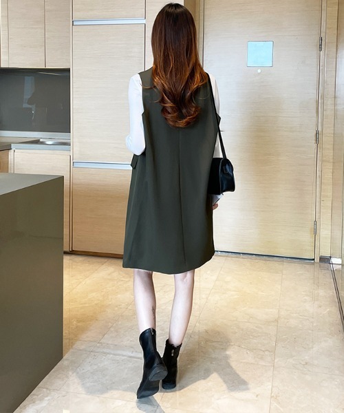 COCOMOMO（ココモモ）の「テーラード ロングジレ（ベスト・レディース・ブラック/カーキ/ブラウン・M/L/XL）」の10枚目の写真