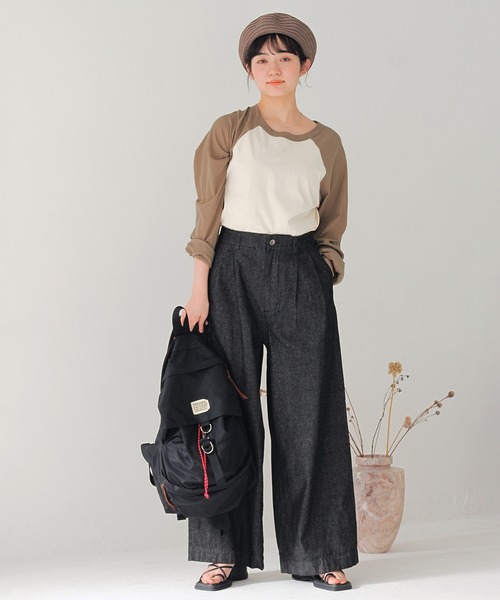 Crisp（クリスプ）の「ハイウエストワイドパンツ（デニムパンツ・レディース・ブラック/アイボリー・MEDIUM/SMALL）」の3枚目の写真