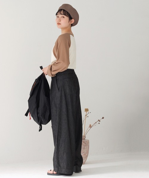 Crisp（クリスプ）の「ハイウエストワイドパンツ（デニムパンツ・レディース・ブラック/アイボリー・MEDIUM/SMALL）」の4枚目の写真