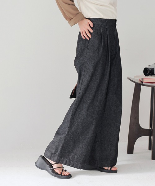 Crisp（クリスプ）の「ハイウエストワイドパンツ（デニムパンツ・レディース・ブラック/アイボリー・MEDIUM/SMALL）」の9枚目の写真