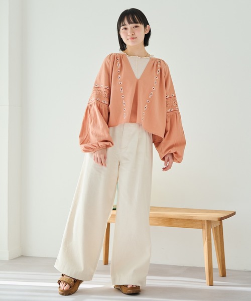 Crisp（クリスプ）の「ハイウエストワイドパンツ（デニムパンツ・レディース・ブラック/アイボリー・MEDIUM/SMALL）」の13枚目の写真