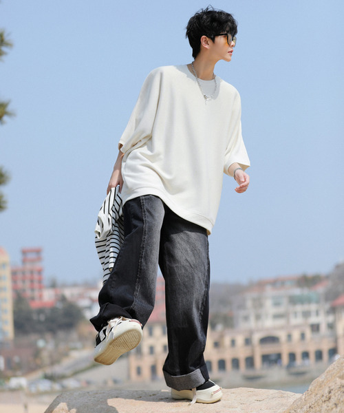 neos(ネオス)の「【neos -addictive design-】ビッグシルエット ミラノリブ ドルマン サマーニット セーター(ニット/セーター・メンズ・チャコールグレー/ブラック/グリーン/ホワイト/グレイッシュベージュ/ブルー/ワインレッド/ダークグレー/ブラウン・MEDIUM/LARGE)」の11枚目の写真