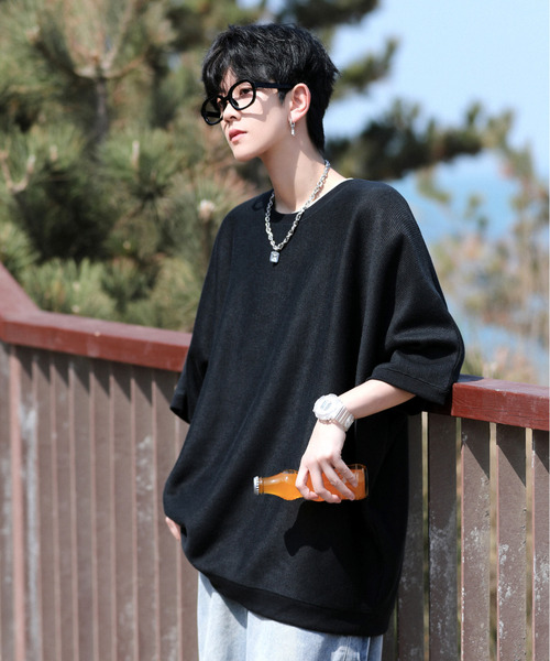 neos(ネオス)の「【neos -addictive design-】ビッグシルエット ミラノリブ ドルマン サマーニット セーター(ニット/セーター・メンズ・チャコールグレー/ブラック/グリーン/ホワイト/グレイッシュベージュ/ブルー/ワインレッド/ダークグレー/ブラウン・MEDIUM/LARGE)」の19枚目の写真