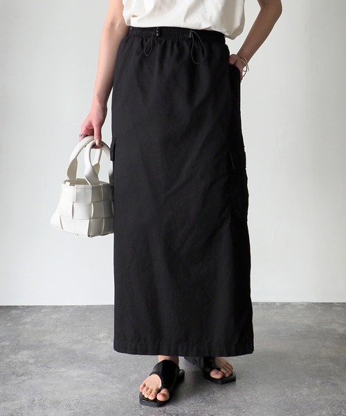 Riberry（リベリー）の「ウエストドロストカーゴタイトスカート（スカート・レディース・カーキ/オフホワイト/ブラック・MEDIUM）」の8枚目の写真