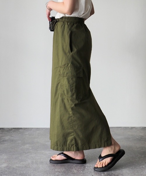 Riberry（リベリー）の「ウエストドロストカーゴタイトスカート（スカート・レディース・カーキ/オフホワイト/ブラック・MEDIUM）」の12枚目の写真