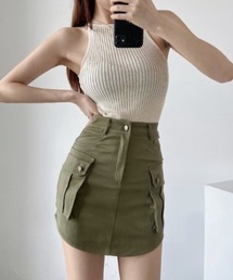 【万能着回しアイテム!大活躍♪】ストレッチカーゴ風ミニスカート