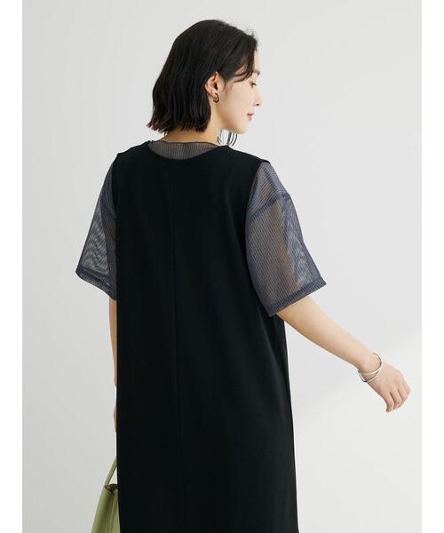 Green Parks(グリーンパークス)の「カットジョーゼットマーメイドジャンスカ(ワンピース・レディース・ブラック/グレイッシュベージュ・FREE)」の9枚目の写真