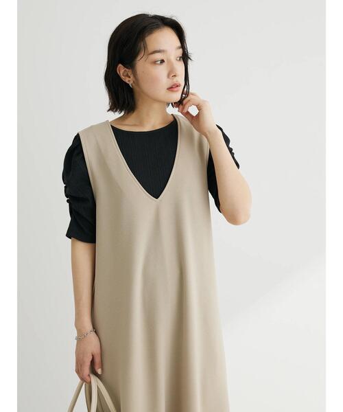 Green Parks(グリーンパークス)の「カットジョーゼットマーメイドジャンスカ(ワンピース・レディース・ブラック/グレイッシュベージュ・FREE)」の13枚目の写真