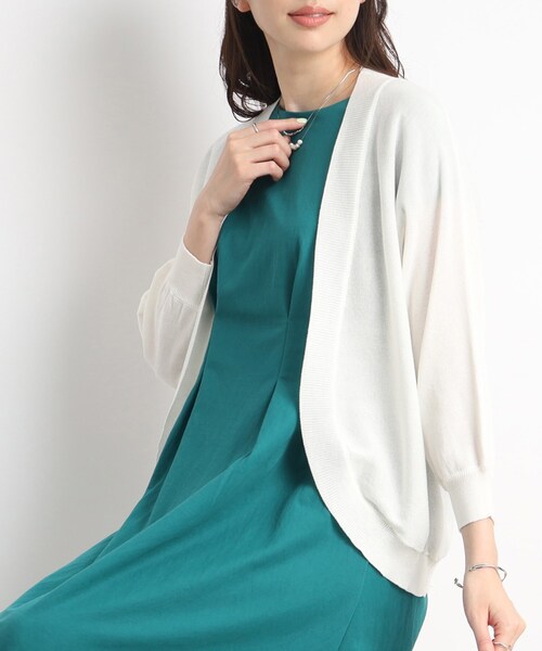 DRESKIP（ドレスキップ）の「◆気になる二の腕カバーにも◎ 7分袖ボレロ　カーディガン（カーディガン/ボレロ・レディース・グリーン/ブラック/ライトベージュ/オフホワイト・00）」の2枚目の写真