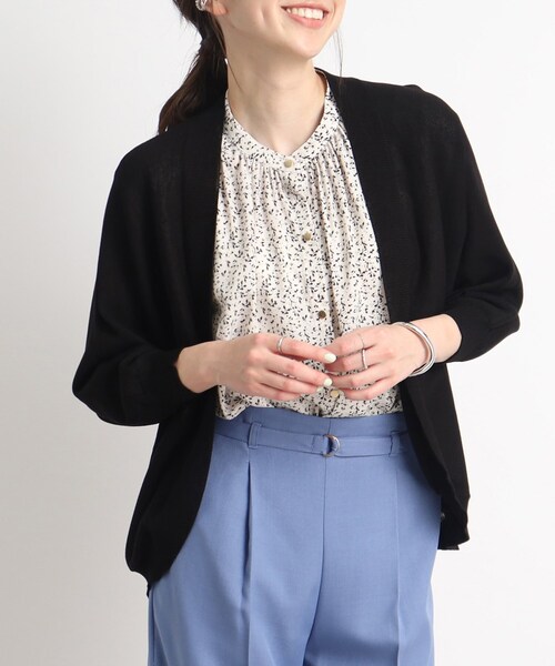 DRESKIP（ドレスキップ）の「◆気になる二の腕カバーにも◎ 7分袖ボレロ　カーディガン（カーディガン/ボレロ・レディース・グリーン/ブラック/ライトベージュ/オフホワイト・00）」の3枚目の写真