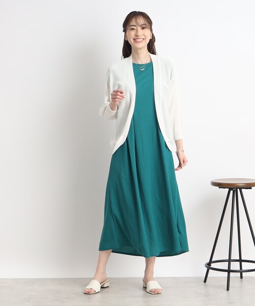 DRESKIP（ドレスキップ）の「◆気になる二の腕カバーにも◎ 7分袖ボレロ　カーディガン（カーディガン/ボレロ・レディース・グリーン/ブラック/ライトベージュ/オフホワイト・00）」の5枚目の写真