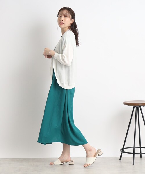 DRESKIP（ドレスキップ）の「◆気になる二の腕カバーにも◎ 7分袖ボレロ　カーディガン（カーディガン/ボレロ・レディース・グリーン/ブラック/ライトベージュ/オフホワイト・00）」の6枚目の写真