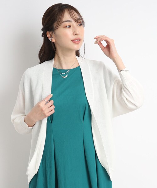 DRESKIP（ドレスキップ）の「◆気になる二の腕カバーにも◎ 7分袖ボレロ　カーディガン（カーディガン/ボレロ・レディース・グリーン/ブラック/ライトベージュ/オフホワイト・00）」の8枚目の写真