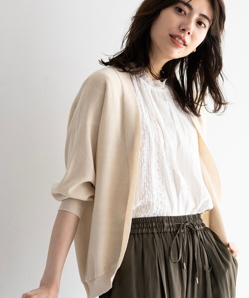 DRESKIP（ドレスキップ）の「◆気になる二の腕カバーにも◎ 7分袖ボレロ　カーディガン（カーディガン/ボレロ・レディース・グリーン/ブラック/ライトベージュ/オフホワイト・00）」の4枚目の写真