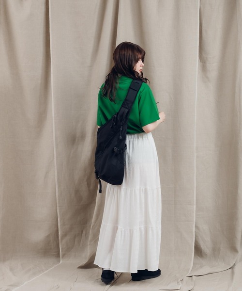 MUNSINGWEAR オリーブと白のボーダーポロシャツ Mサイズ レディース