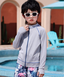 TeddyShop | キッズ 長袖ネームタグとサムホール付きラッシュガード(ラッシュガード)