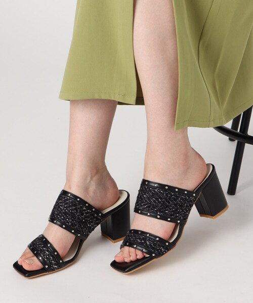 ESPERANZA（エスペランサ）の「◆ツイードカシメスタッズミュールサンダル（サンダル・レディース・ブラック系8/ブルー系8/イエロー系8/アイボリー系8・M/S/LL/L）」の16枚目の写真