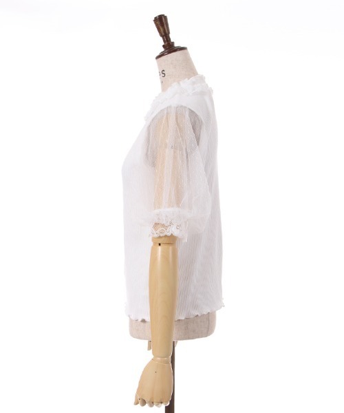 axes femme(アクシーズファム)の「ビジュー付チュール袖トップス(Tシャツ/カットソー・レディース・ブラック/ブルーグリーン/ホワイト・FREE)」の20枚目の写真