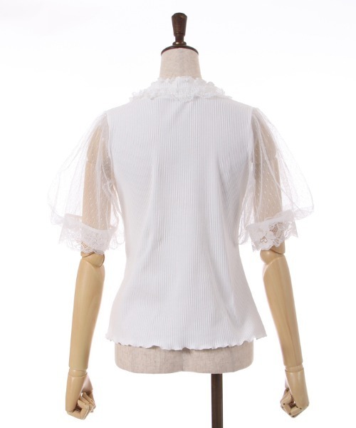 axes femme(アクシーズファム)の「ビジュー付チュール袖トップス(Tシャツ/カットソー・レディース・ブラック/ブルーグリーン/ホワイト・FREE)」の19枚目の写真
