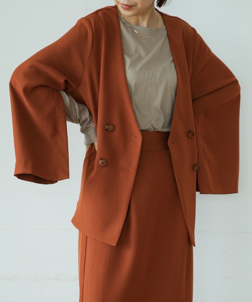 LEPSIM（レプシィム）の「【2点セット】ジャケット&スカートSETUP　966966（セットアップ・レディース・オレンジ/ネイビー/ベージュ/グレー・FREE）」の6枚目の写真