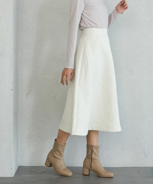 Honeys（ハニーズ）の「キルティングスカート（スカート・レディース・アイボリー/モカ/ブラック/ライトグレー・S/3L/M/LL/L）」の7枚目の写真