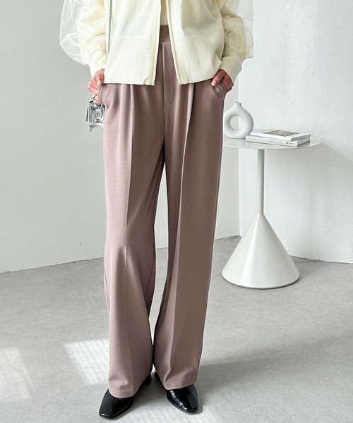 GeeRA（ジーラ）の「【4サイズ展開】夏にぴったり！カットジョーゼットセンタープレスハイウエストセミワイドスラックスパンツ（スラックス・レディース・アイボリー/ブラック/グレー/モカ・LARGE/X-LARGE/SMALL/MEDIUM）」の8枚目の写真