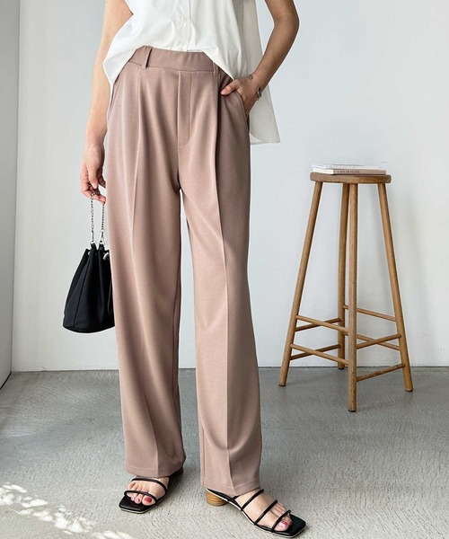 GeeRA（ジーラ）の「【4サイズ展開】夏にぴったり！カットジョーゼットセンタープレスハイウエストセミワイドスラックスパンツ（スラックス・レディース・アイボリー/ブラック/グレー/モカ・LARGE/X-LARGE/SMALL/MEDIUM）」の9枚目の写真