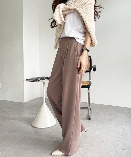 GeeRA（ジーラ）の「【4サイズ展開】夏にぴったり！カットジョーゼットセンタープレスハイウエストセミワイドスラックスパンツ（スラックス・レディース・アイボリー/ブラック/グレー/モカ・LARGE/X-LARGE/SMALL/MEDIUM）」の18枚目の写真