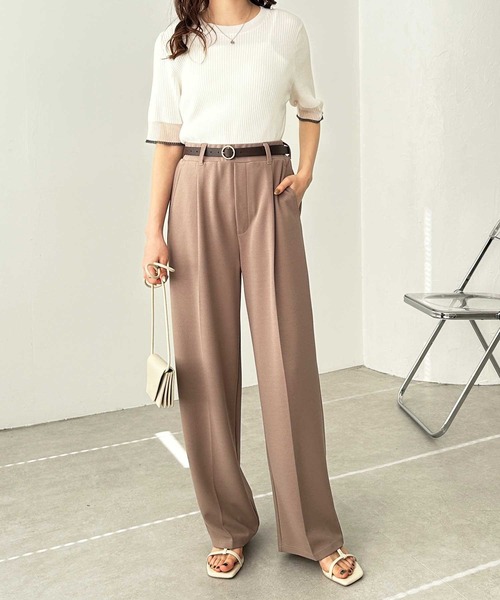 GeeRA（ジーラ）の「【4サイズ展開】夏にぴったり！カットジョーゼットセンタープレスハイウエストセミワイドスラックスパンツ（スラックス・レディース・アイボリー/ブラック/グレー/モカ・LARGE/X-LARGE/SMALL/MEDIUM）」の16枚目の写真