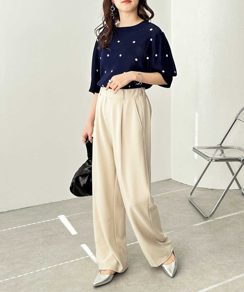 GeeRA（ジーラ）の「【4サイズ展開】夏にぴったり！カットジョーゼットセンタープレスハイウエストセミワイドスラックスパンツ（スラックス・レディース・アイボリー/ブラック/グレー/モカ・LARGE/X-LARGE/SMALL/MEDIUM）」の22枚目の写真