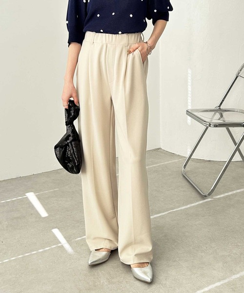 GeeRA（ジーラ）の「【4サイズ展開】夏にぴったり！カットジョーゼットセンタープレスハイウエストセミワイドスラックスパンツ（スラックス・レディース・アイボリー/ブラック/グレー/モカ・LARGE/X-LARGE/SMALL/MEDIUM）」の21枚目の写真