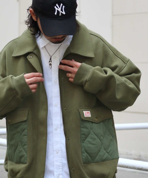 Java（ジャバ）の「《Java ジャバコラボ》異素材マッチングでこなれ感を。キルティング×裏起毛切替ジャケット（ブルゾン・メンズ・ブラック/カーキ/ネイビー・LARGE/MEDIUM/SMALL/X-LARGE/XX-LARGE）」の4枚目の写真