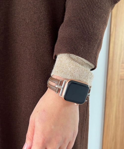 Me%(ミィパーセント)の「レザースリットAppleWatchバンド【38mm/40mm/41mm対応】 976561(デジタル腕時計・レディース・アイボリー/ブラウン・FREE)」の2枚目の写真