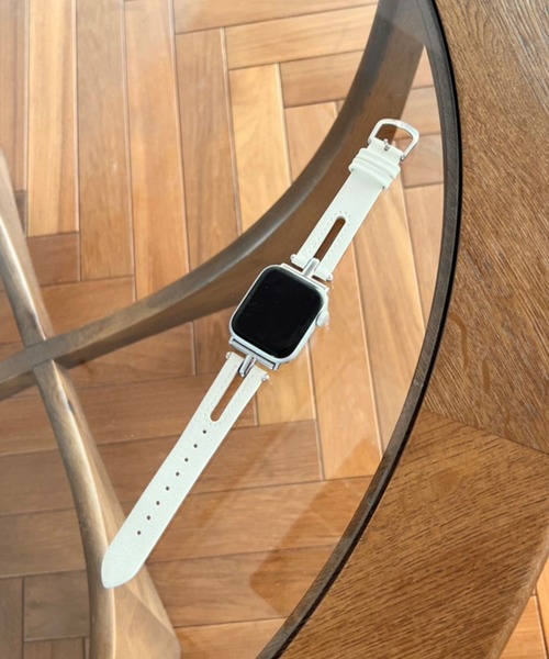 Me%(ミィパーセント)の「レザースリットAppleWatchバンド【38mm/40mm/41mm対応】 976561(デジタル腕時計・レディース・アイボリー/ブラウン・FREE)」の1枚目の写真