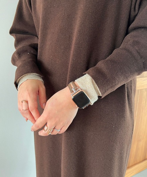 Me%(ミィパーセント)の「レザースリットAppleWatchバンド【38mm/40mm/41mm対応】 976561(デジタル腕時計・レディース・アイボリー/ブラウン・FREE)」の7枚目の写真