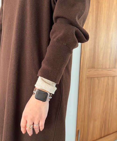 Me%(ミィパーセント)の「レザースリットAppleWatchバンド【38mm/40mm/41mm対応】 976561(デジタル腕時計・レディース・アイボリー/ブラウン・FREE)」の8枚目の写真