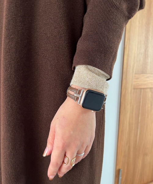 Me%(ミィパーセント)の「レザースリットAppleWatchバンド【38mm/40mm/41mm対応】 976561(デジタル腕時計・レディース・アイボリー/ブラウン・FREE)」の9枚目の写真