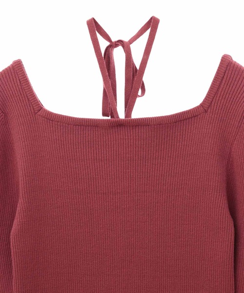 31 Sons de mode（トランテアン　ソン　ドゥ　モード）の「フレアスリーブニット（ニット/セーター・レディース・ボルドー/マスタード/ブラック/オフホワイト/ホワイト×ブラック・36）」の16枚目の写真