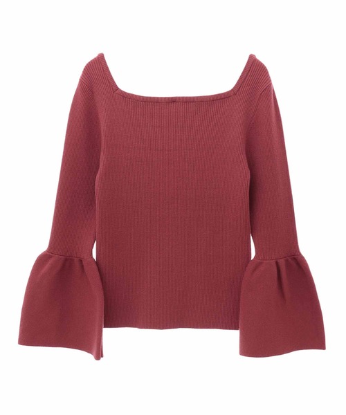 31 Sons de mode（トランテアン　ソン　ドゥ　モード）の「フレアスリーブニット（ニット/セーター・レディース・ボルドー/マスタード/ブラック/オフホワイト/ホワイト×ブラック・36）」の14枚目の写真