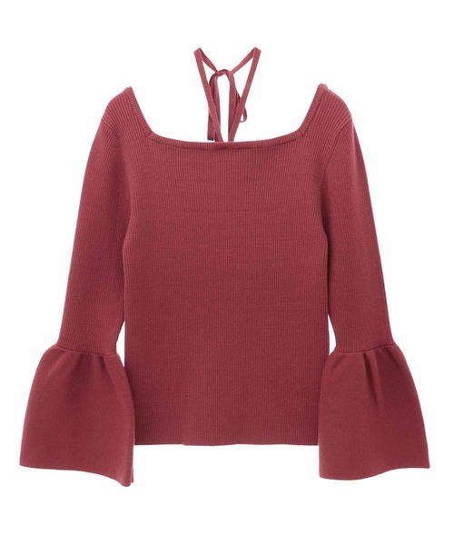 31 Sons de mode（トランテアン　ソン　ドゥ　モード）の「フレアスリーブニット（ニット/セーター・レディース・ボルドー/マスタード/ブラック/オフホワイト/ホワイト×ブラック・36）」の15枚目の写真