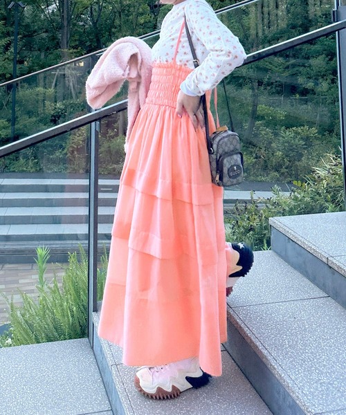 SNIDEL シャーリングシャツワンピース ピンク ペチコート付き