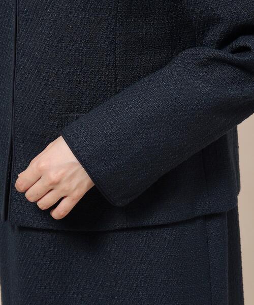 SHOO・LA・RUE（シューラルー）の「◆【通勤/セレモニー】女性らしいハートネック パイピング ツイードジャケット（ノーカラージャケット・レディース・ネイビー系3/グレー系3・03/01/04/02/05）」の15枚目の写真