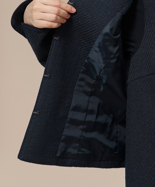 SHOO・LA・RUE（シューラルー）の「◆【通勤/セレモニー】女性らしいハートネック パイピング ツイードジャケット（ノーカラージャケット・レディース・ネイビー系3/グレー系3・03/01/04/02/05）」の16枚目の写真