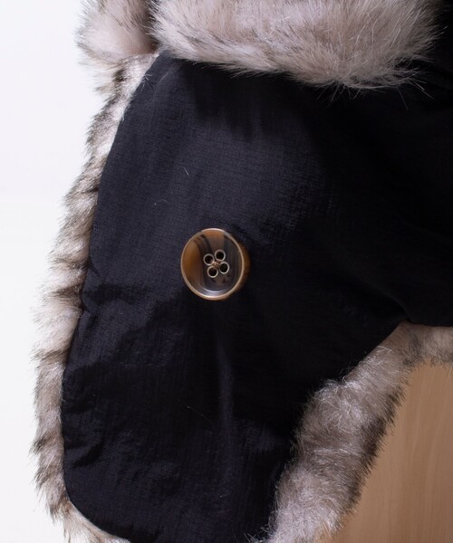 GLOSTER（グロスター）の「【GLOSTER/グロスター】ベーシックフライトキャップ リップストップ（キャップ・メンズ・ブラック系その他/ブラック/ベージュ・FREE）」の4枚目の写真