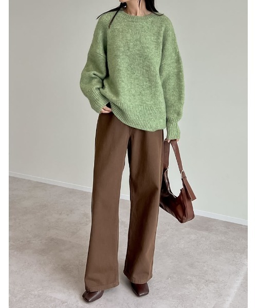 Re:EDIT（リエディ）の「起毛MIXブークレオーバーサイズニットトップス（ニット/セーター・レディース・ブルー/ベージュ/グリーン/ブラック/チャコールグレー/ピンク・MEDIUM/LARGE）」の11枚目の写真