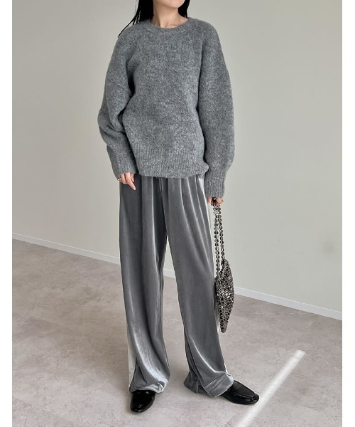 Re:EDIT（リエディ）の「起毛MIXブークレオーバーサイズニットトップス（ニット/セーター・レディース・ブルー/ベージュ/グリーン/ブラック/チャコールグレー/ピンク・MEDIUM/LARGE）」の18枚目の写真