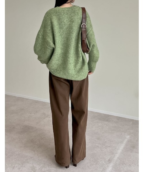 Re:EDIT（リエディ）の「起毛MIXブークレオーバーサイズニットトップス（ニット/セーター・レディース・ブルー/ベージュ/グリーン/ブラック/チャコールグレー/ピンク・MEDIUM/LARGE）」の13枚目の写真