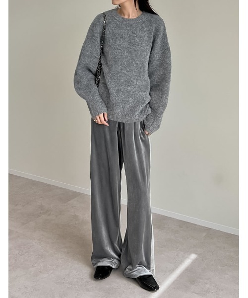 Re:EDIT（リエディ）の「起毛MIXブークレオーバーサイズニットトップス（ニット/セーター・レディース・ブルー/ベージュ/グリーン/ブラック/チャコールグレー/ピンク・MEDIUM/LARGE）」の15枚目の写真